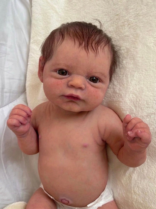 Muñeco Reborn Realista Ryan Ojos abiertos  Niño  50cm y 1.700 kg