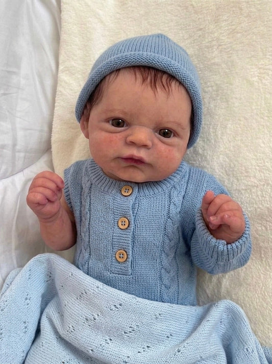 Muñeco Reborn Realista Ryan Ojos abiertos  Niño  50cm y 1.700 kg